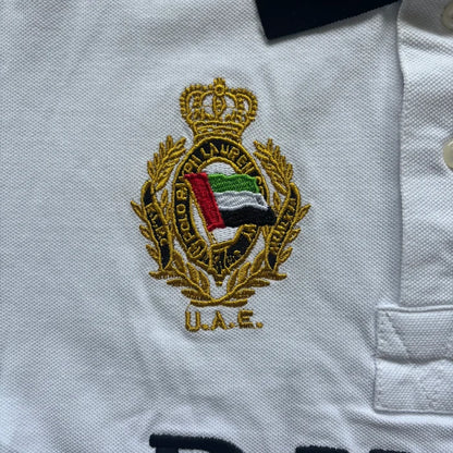 Dubai white cotton polo – classic side view
